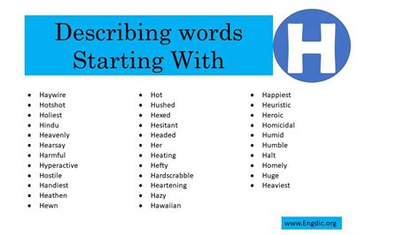 Descriptive Words That Start With H