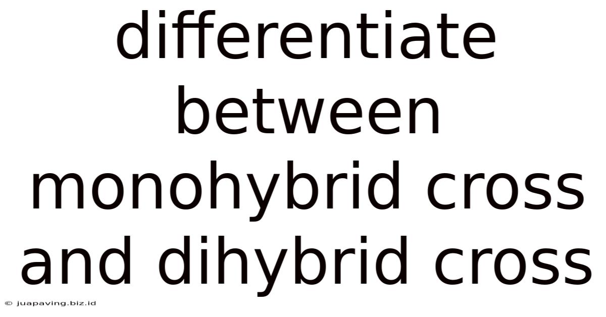 Differentiate Between Monohybrid Cross And Dihybrid Cross