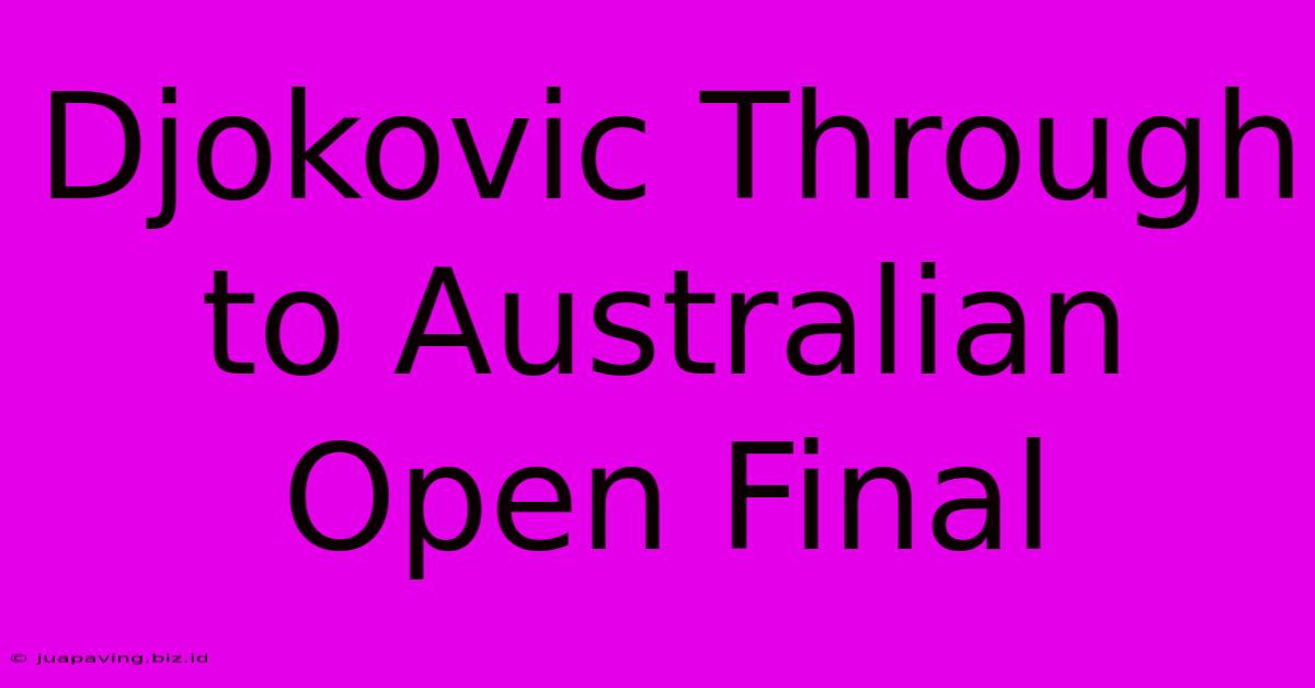 Djokovic Through To Australian Open Final