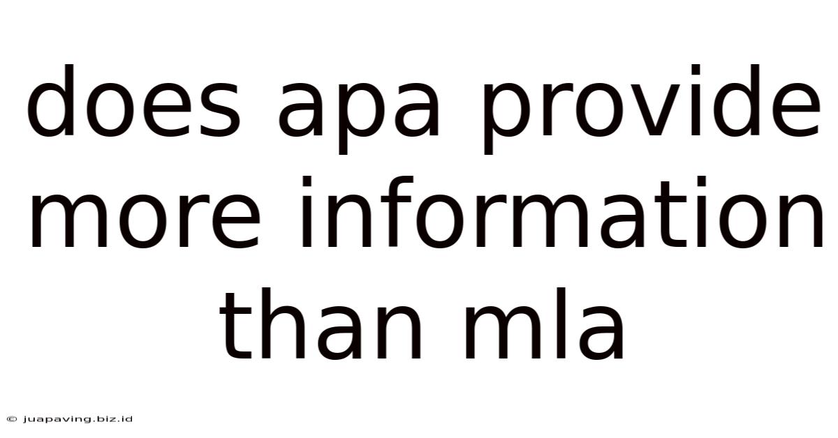 Does Apa Provide More Information Than Mla