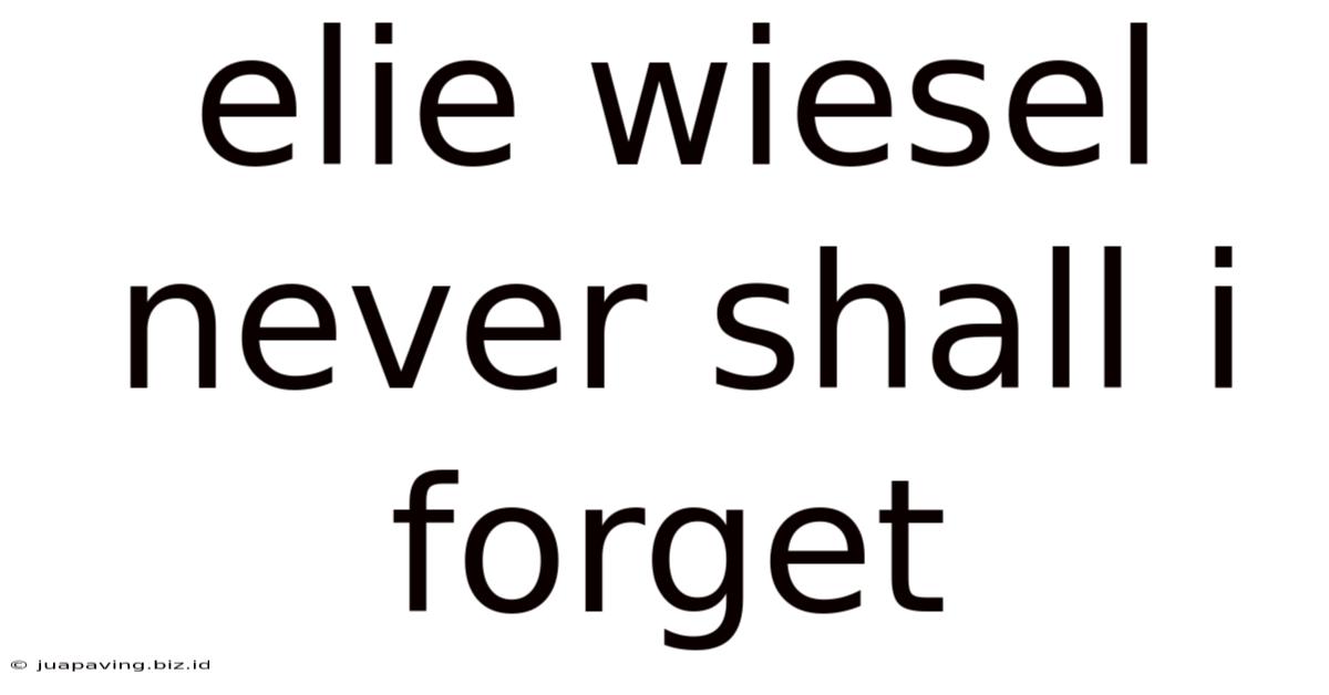 Elie Wiesel Never Shall I Forget