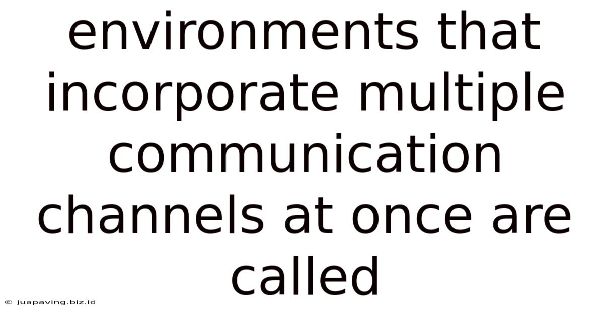 Environments That Incorporate Multiple Communication Channels At Once Are Called