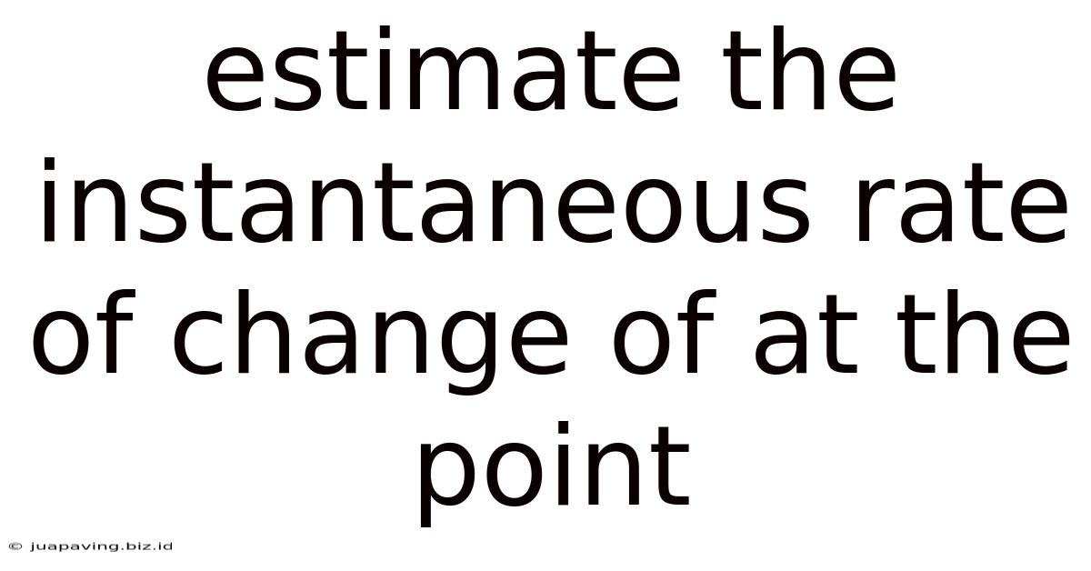Estimate The Instantaneous Rate Of Change Of At The Point