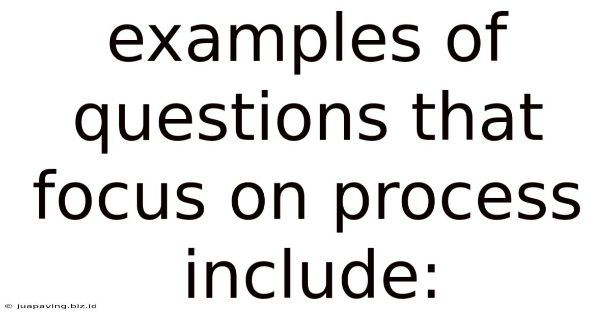 Examples Of Questions That Focus On Process Include: