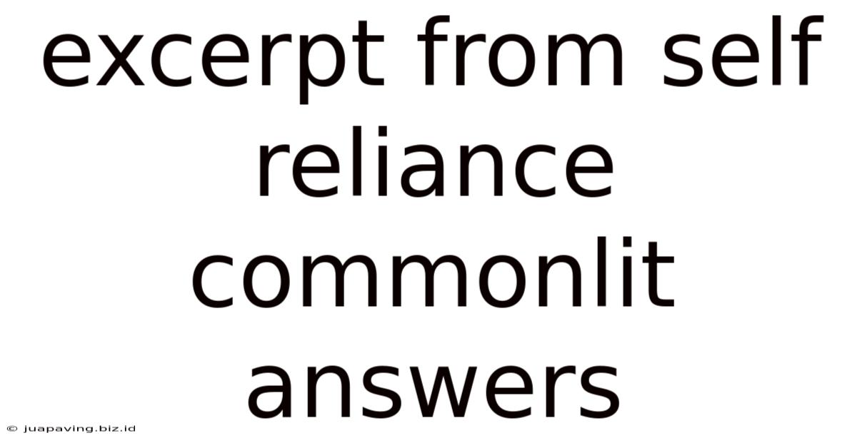 Excerpt From Self Reliance Commonlit Answers