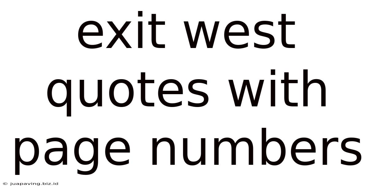 Exit West Quotes With Page Numbers