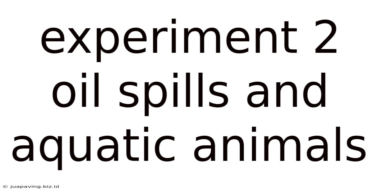 Experiment 2 Oil Spills And Aquatic Animals