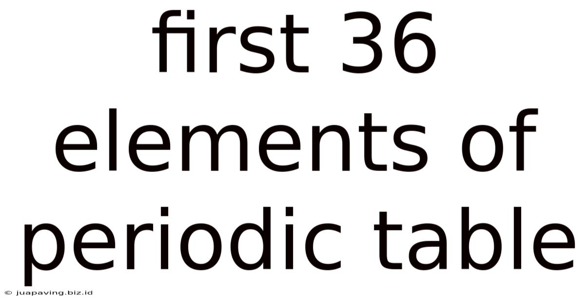 First 36 Elements Of Periodic Table