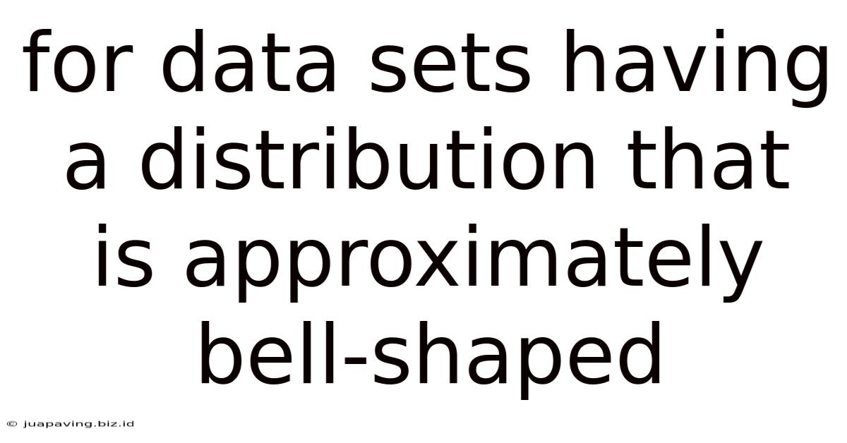 For Data Sets Having A Distribution That Is Approximately Bell-shaped