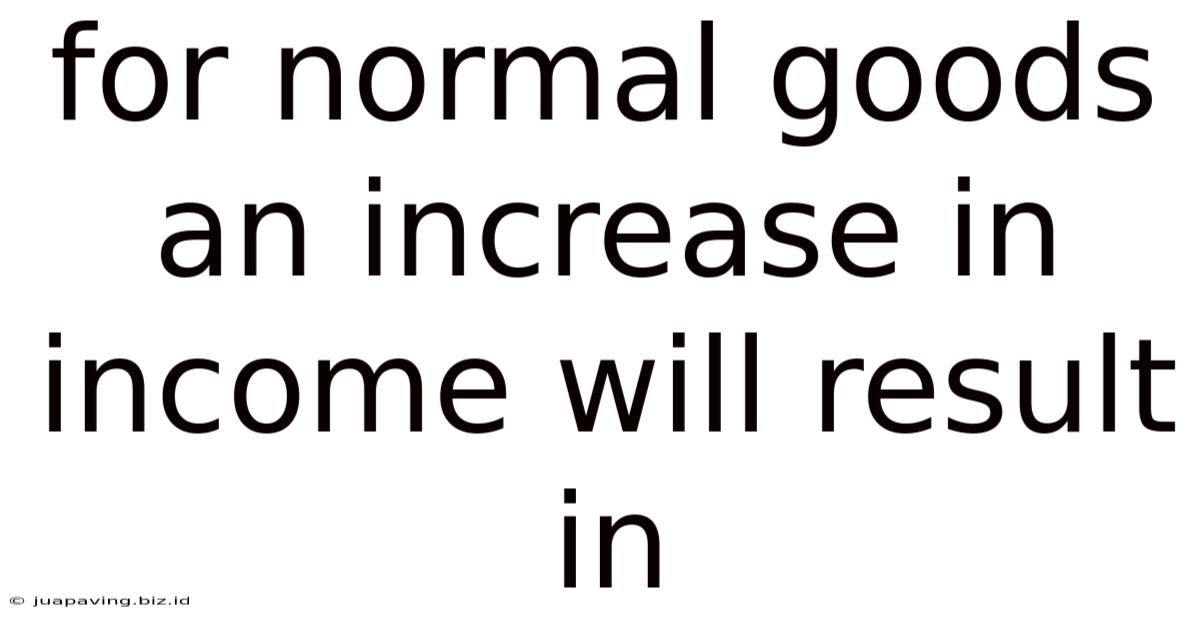 For Normal Goods An Increase In Income Will Result In