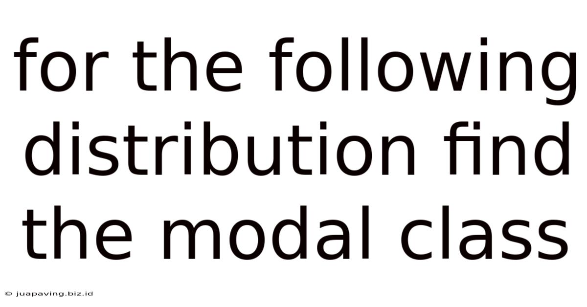 For The Following Distribution Find The Modal Class