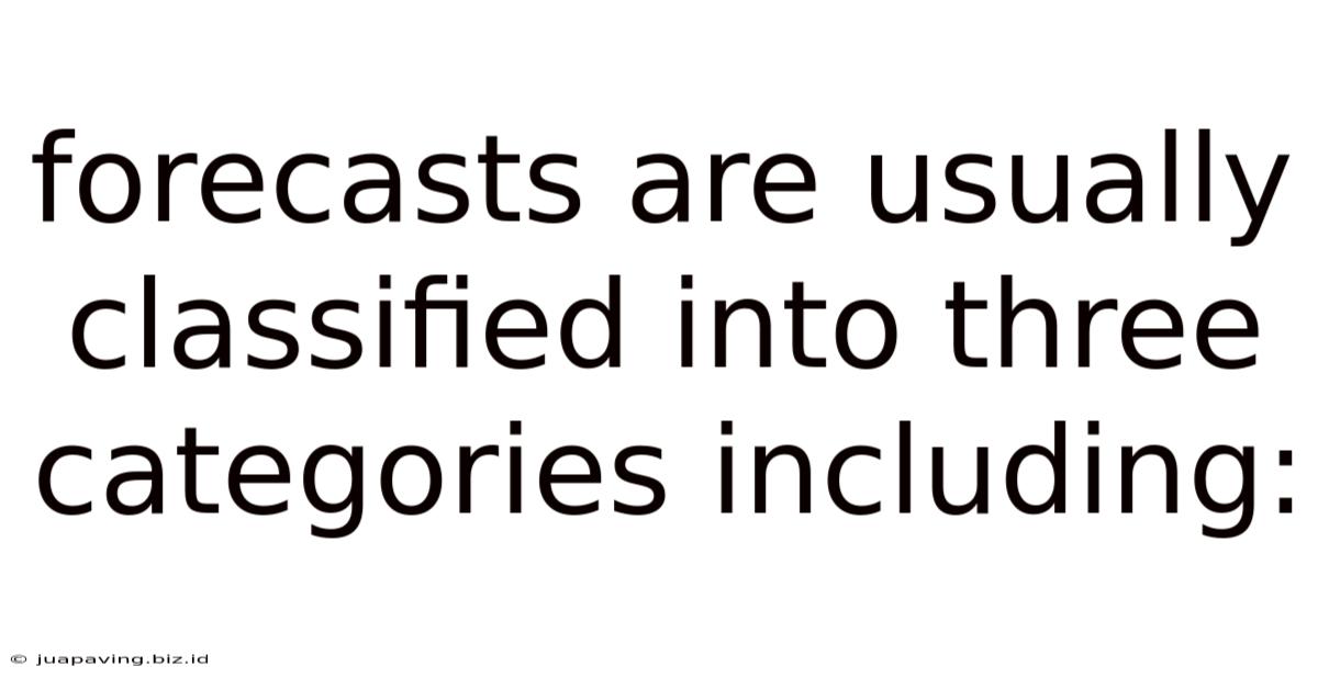 Forecasts Are Usually Classified Into Three Categories Including: