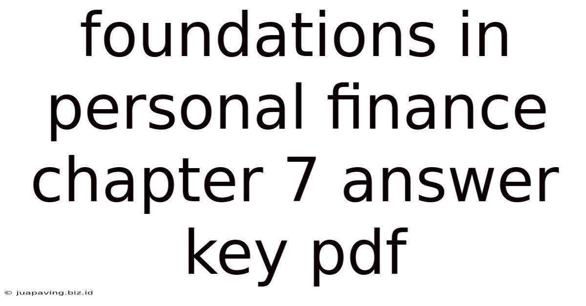 Foundations In Personal Finance Chapter 7 Answer Key Pdf