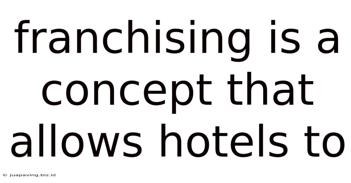 Franchising Is A Concept That Allows Hotels To