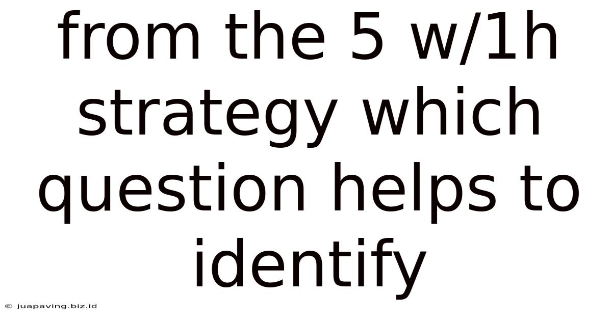 From The 5 W/1h Strategy Which Question Helps To Identify
