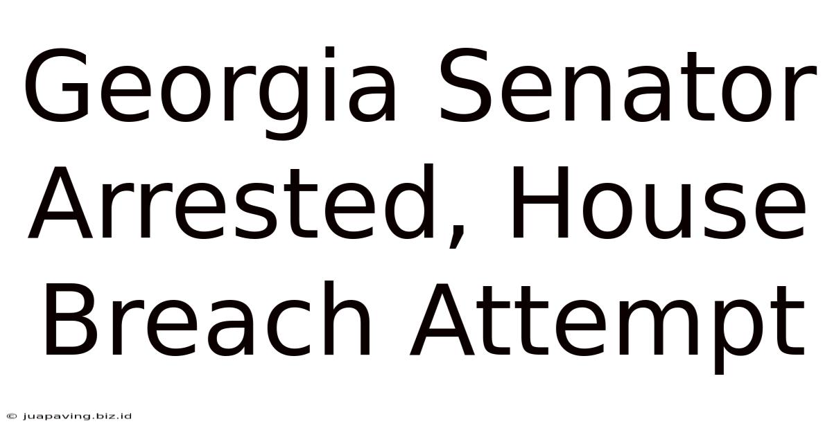 Georgia Senator Arrested, House Breach Attempt