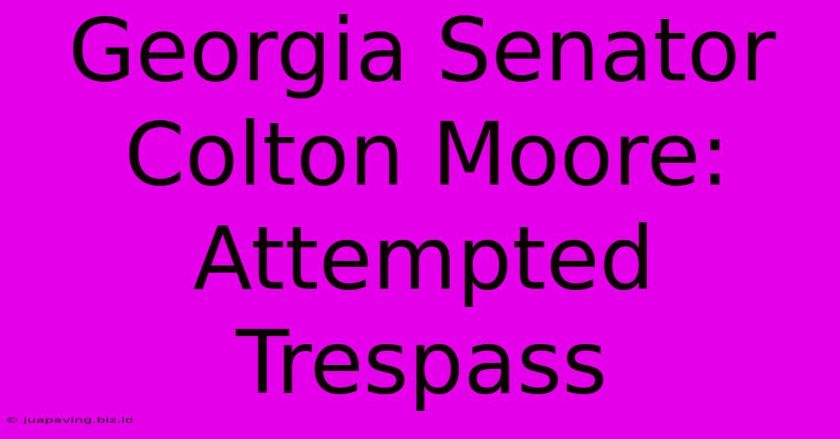 Georgia Senator Colton Moore: Attempted Trespass