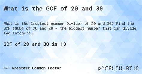 Greatest Common Divisor Of 20 And 30