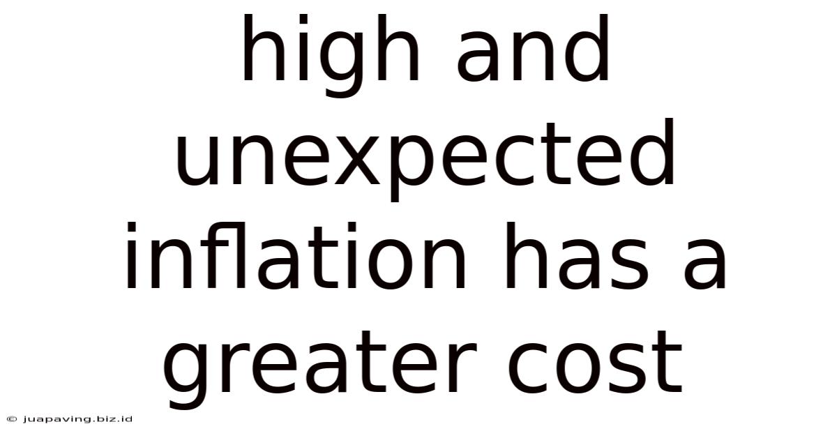 High And Unexpected Inflation Has A Greater Cost