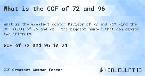 Highest Common Factor Of 72 And 96