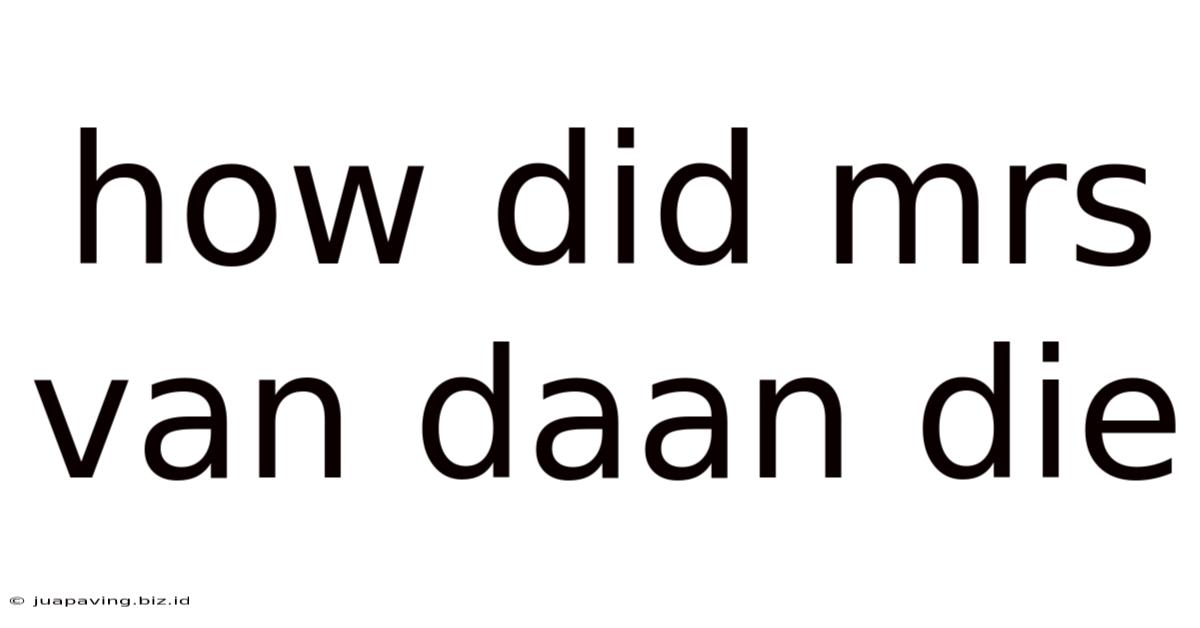 How Did Mrs Van Daan Die