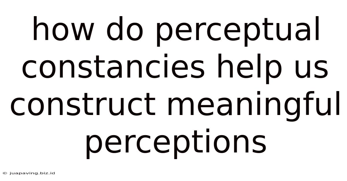 How Do Perceptual Constancies Help Us Construct Meaningful Perceptions
