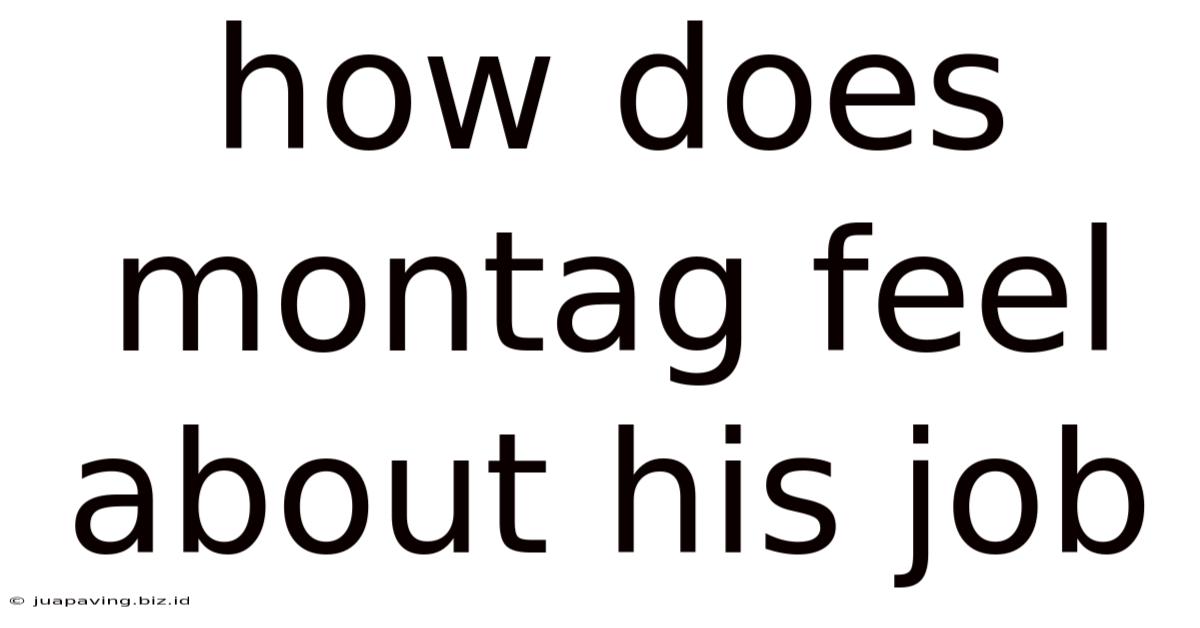 How Does Montag Feel About His Job