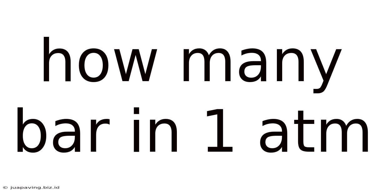 How Many Bar In 1 Atm
