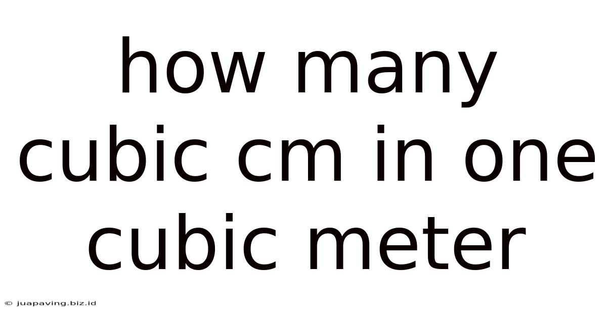 How Many Cubic Cm In One Cubic Meter
