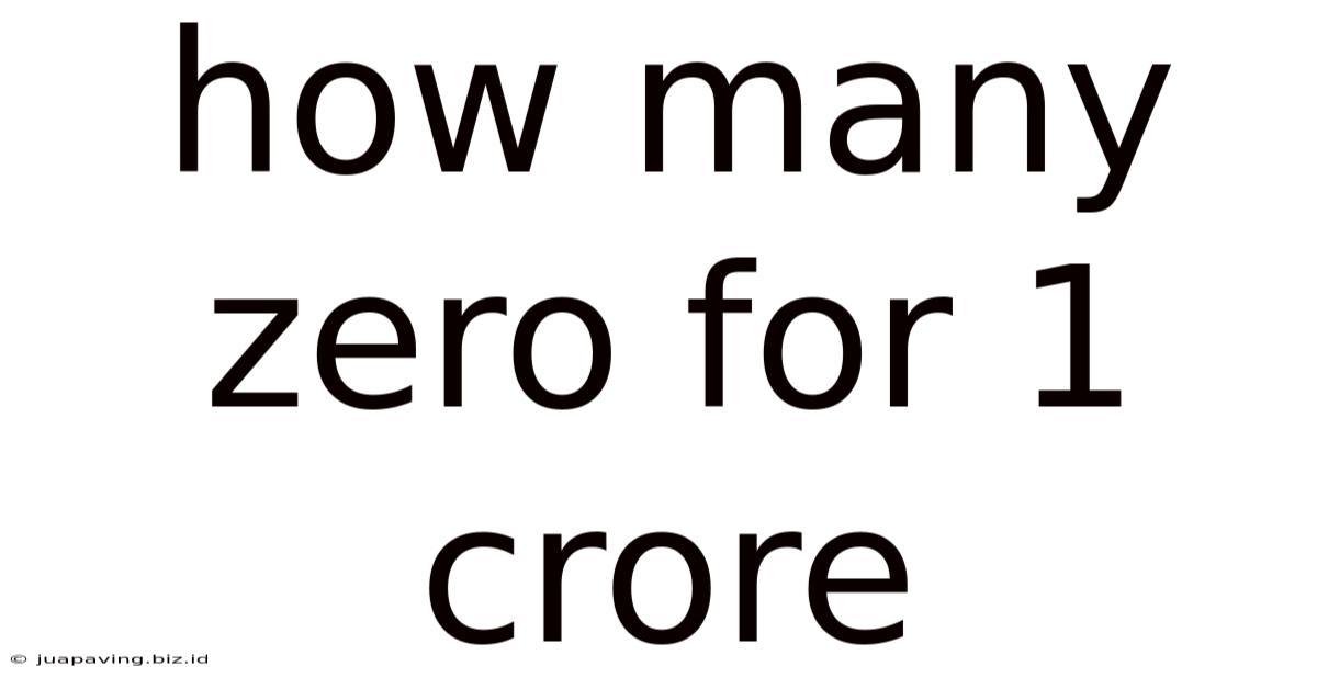 How Many Zero For 1 Crore