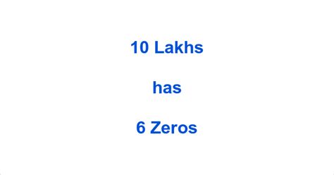 How Many Zeros For 10 Lakhs