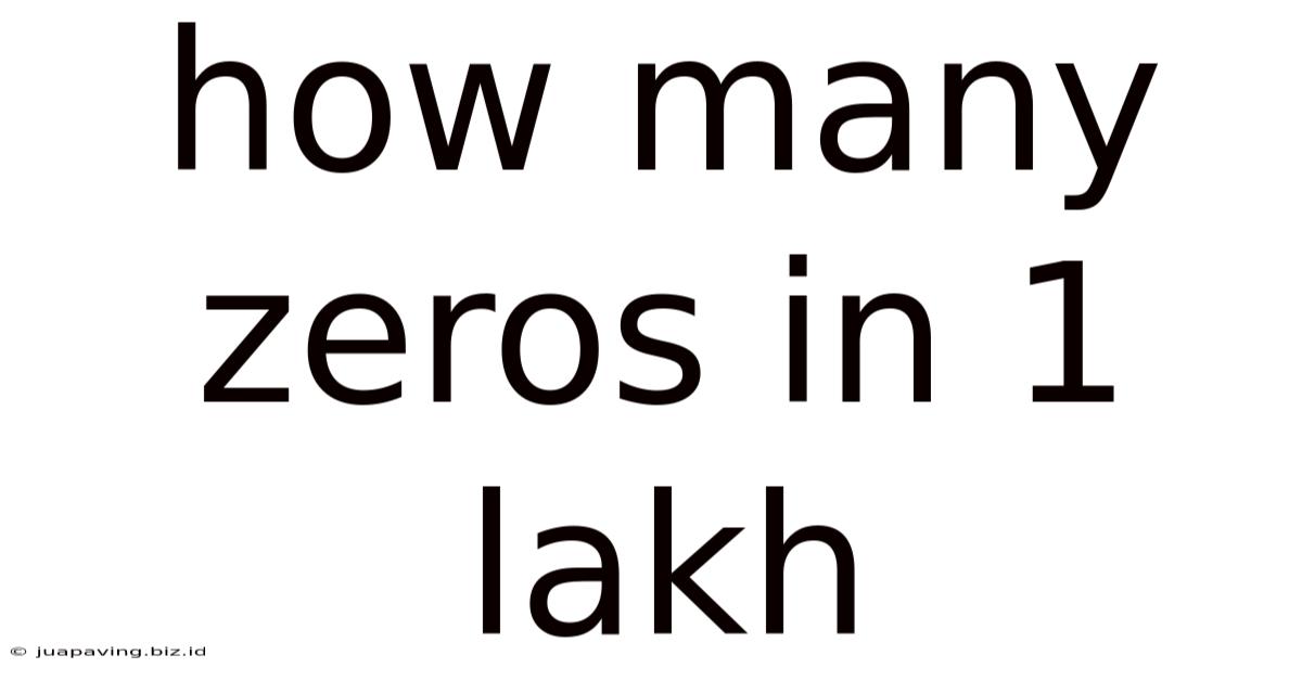 How Many Zeros In 1 Lakh