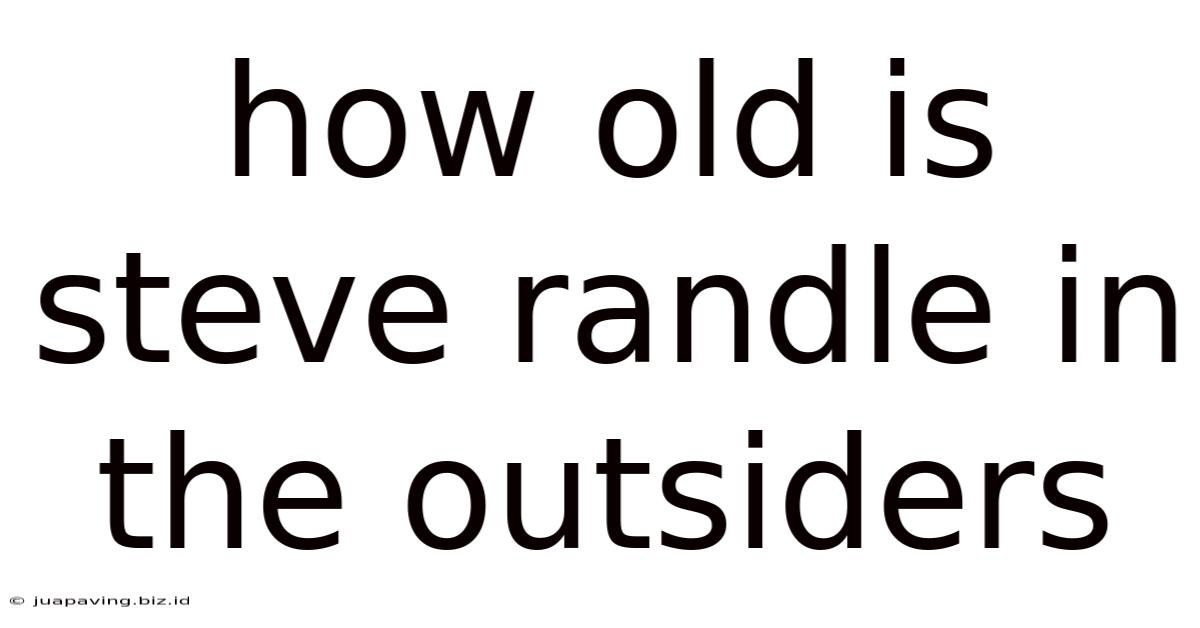 How Old Is Steve Randle In The Outsiders