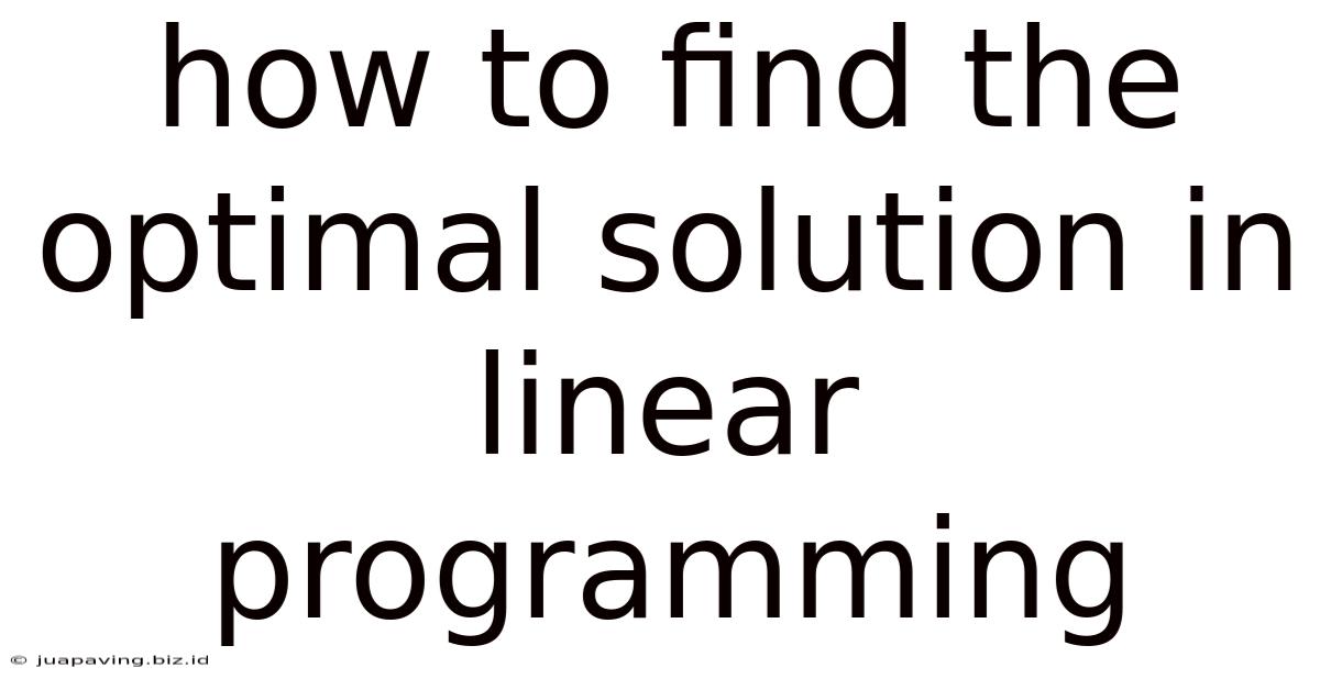 How To Find The Optimal Solution In Linear Programming