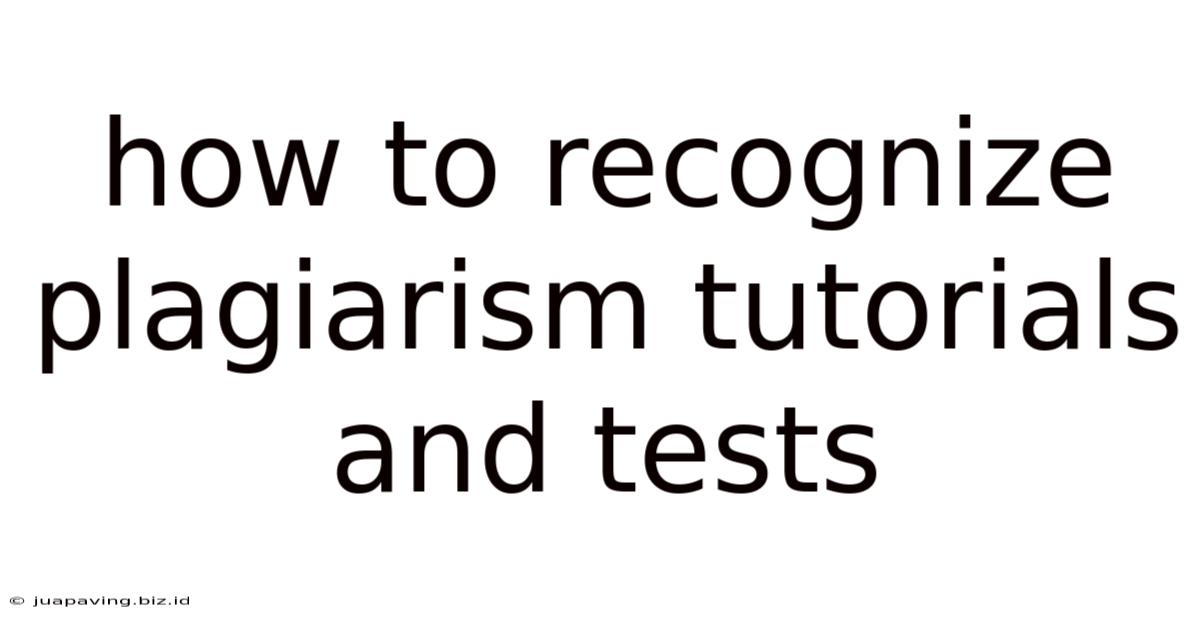 How To Recognize Plagiarism Tutorials And Tests
