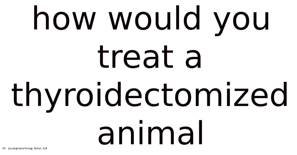How Would You Treat A Thyroidectomized Animal