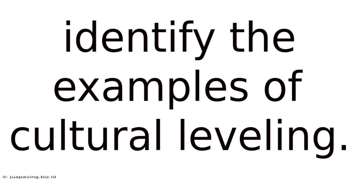 Identify The Examples Of Cultural Leveling.