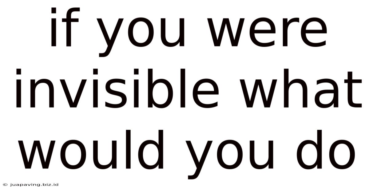 If You Were Invisible What Would You Do