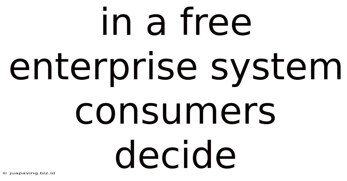 In A Free Enterprise System Consumers Decide