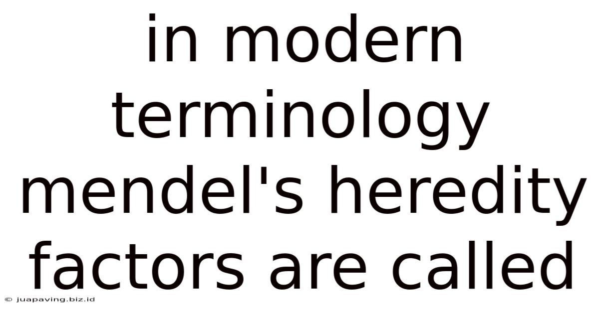 In Modern Terminology Mendel's Heredity Factors Are Called