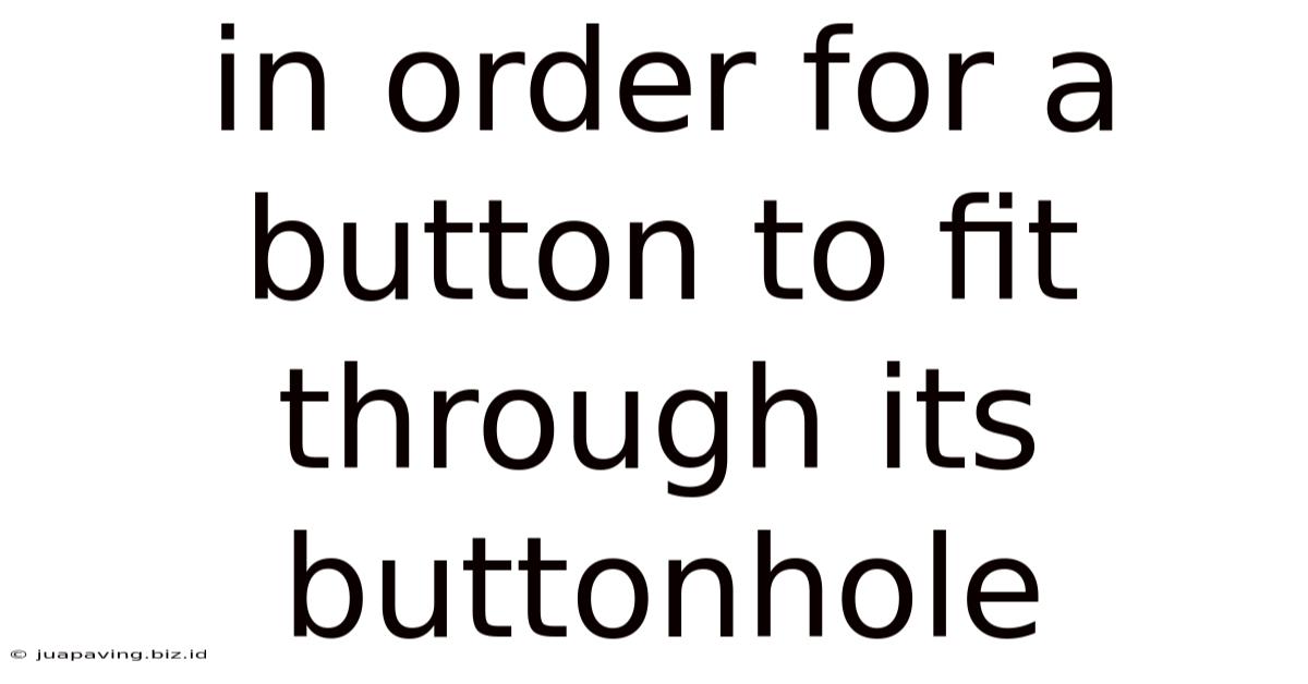 In Order For A Button To Fit Through Its Buttonhole