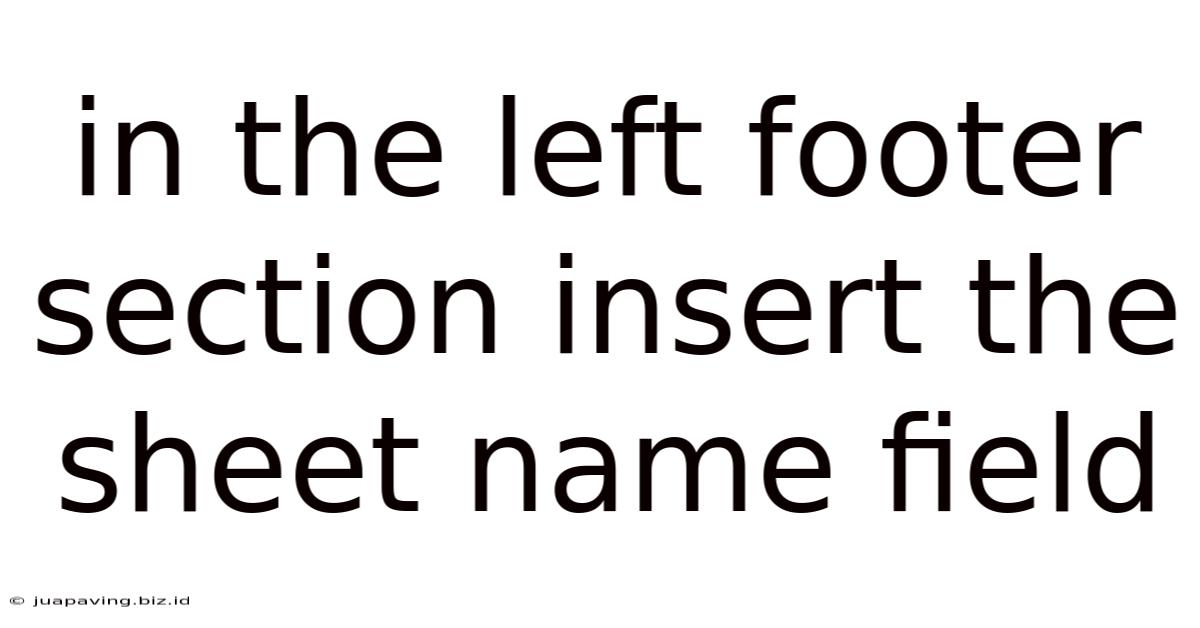 In The Left Footer Section Insert The Sheet Name Field