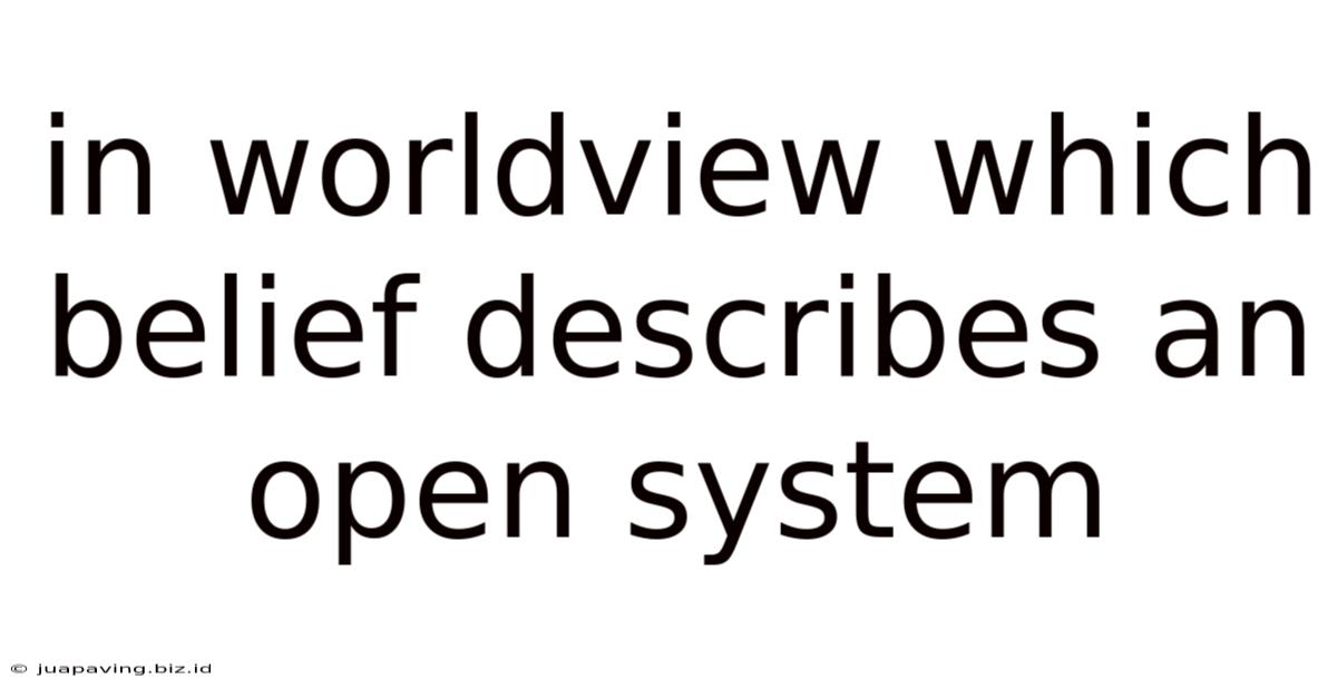 In Worldview Which Belief Describes An Open System