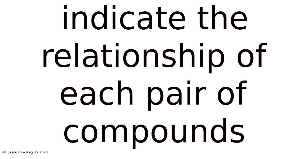 Indicate The Relationship Of Each Pair Of Compounds
