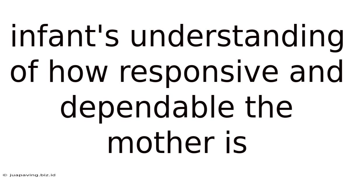 Infant's Understanding Of How Responsive And Dependable The Mother Is