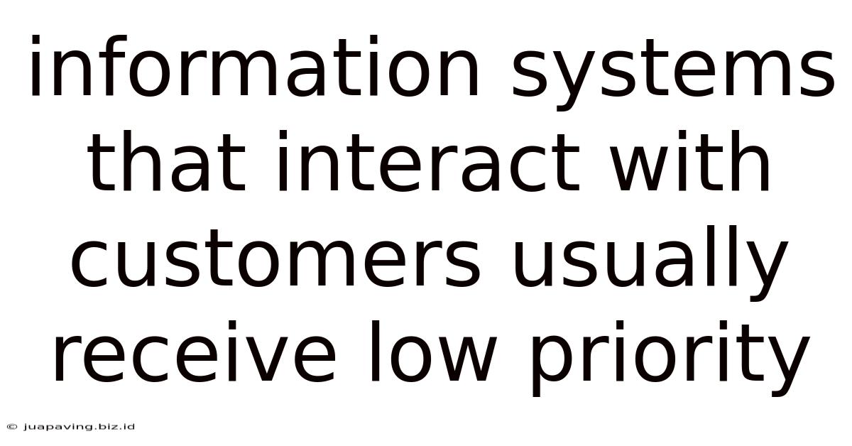 Information Systems That Interact With Customers Usually Receive Low Priority
