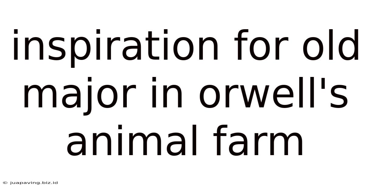 Inspiration For Old Major In Orwell's Animal Farm