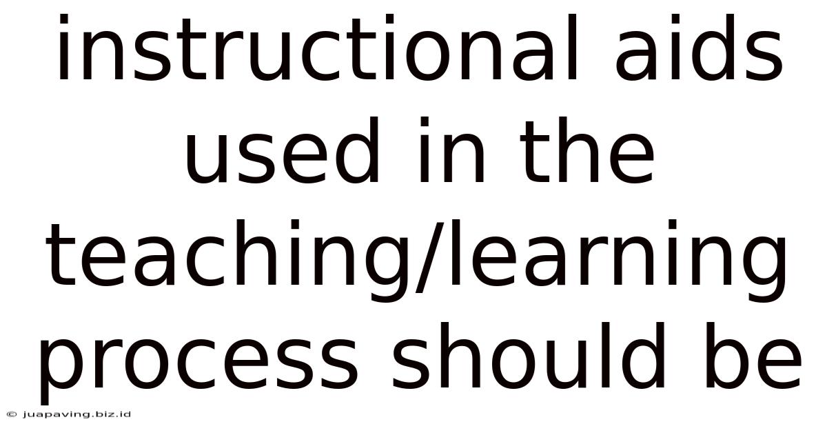 Instructional Aids Used In The Teaching/learning Process Should Be
