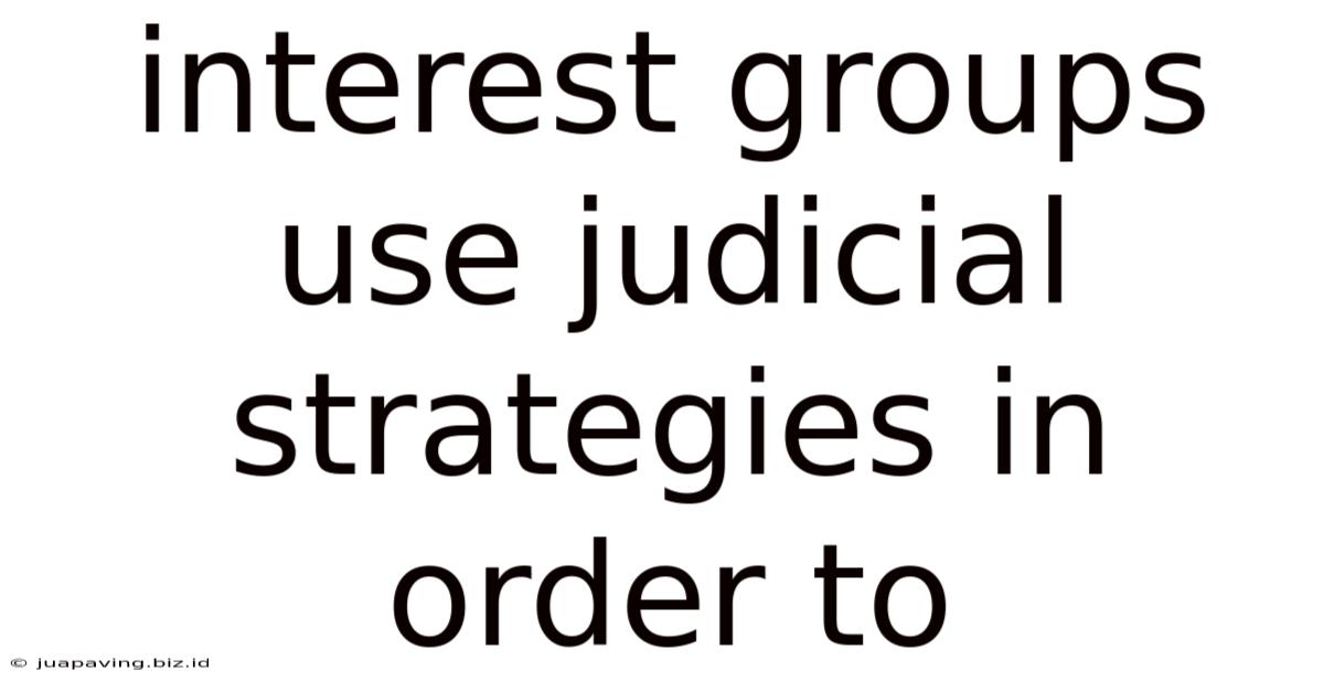 Interest Groups Use Judicial Strategies In Order To