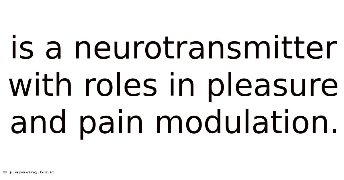 Is A Neurotransmitter With Roles In Pleasure And Pain Modulation.